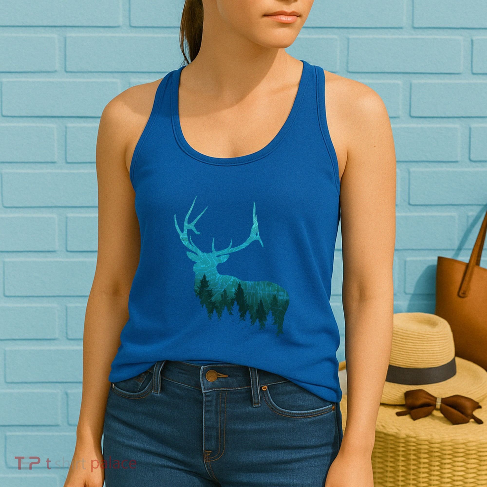 Topographical Bull Elk Deer Hunting Antlers Deer Hunters Gift Women's Tank Top