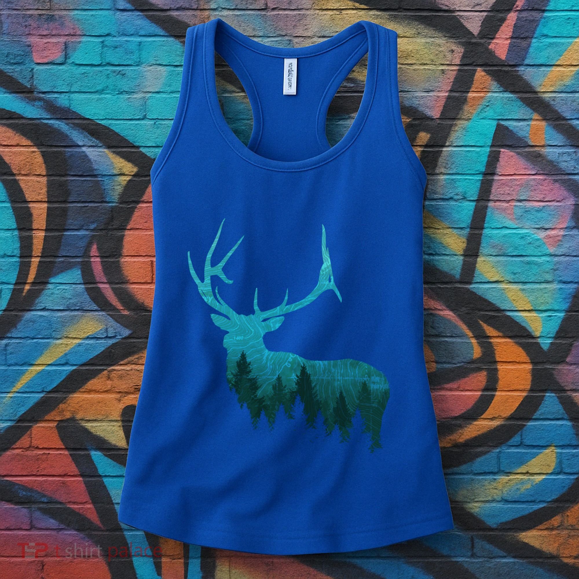 Topographical Bull Elk Deer Hunting Antlers Deer Hunters Gift Women's Tank Top