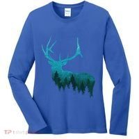 Topographical Bull Elk Deer Hunting Antlers Deer Hunters Gift Women's Long Sleeve Shirt thumb 0