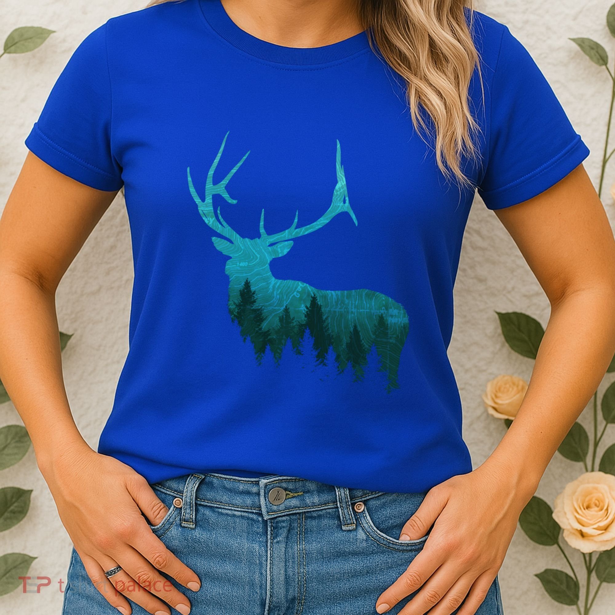 Topographical Bull Elk Deer Hunting Antlers Deer Hunters Gift Women's T-Shirt