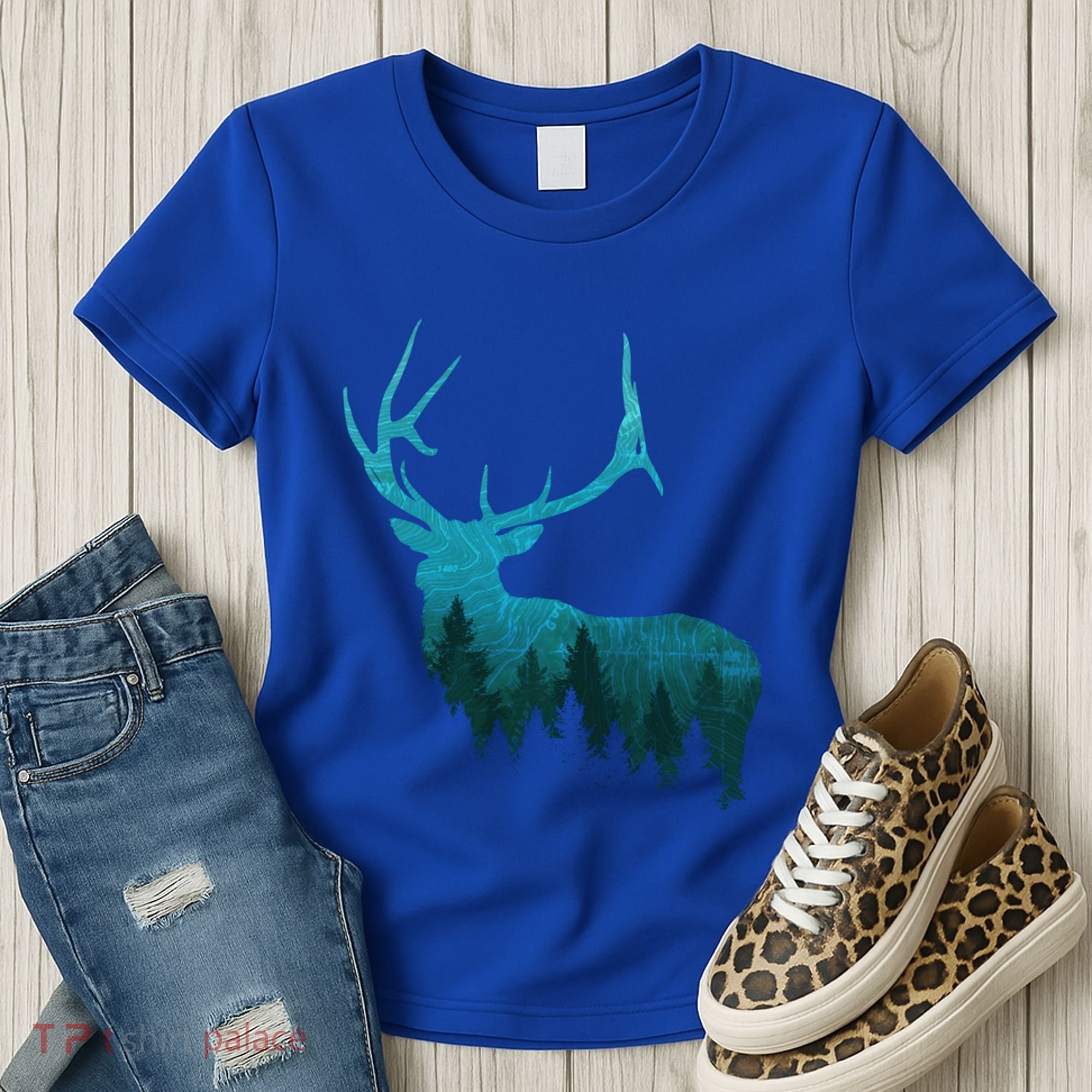 Topographical Bull Elk Deer Hunting Antlers Deer Hunters Gift Women's T-Shirt