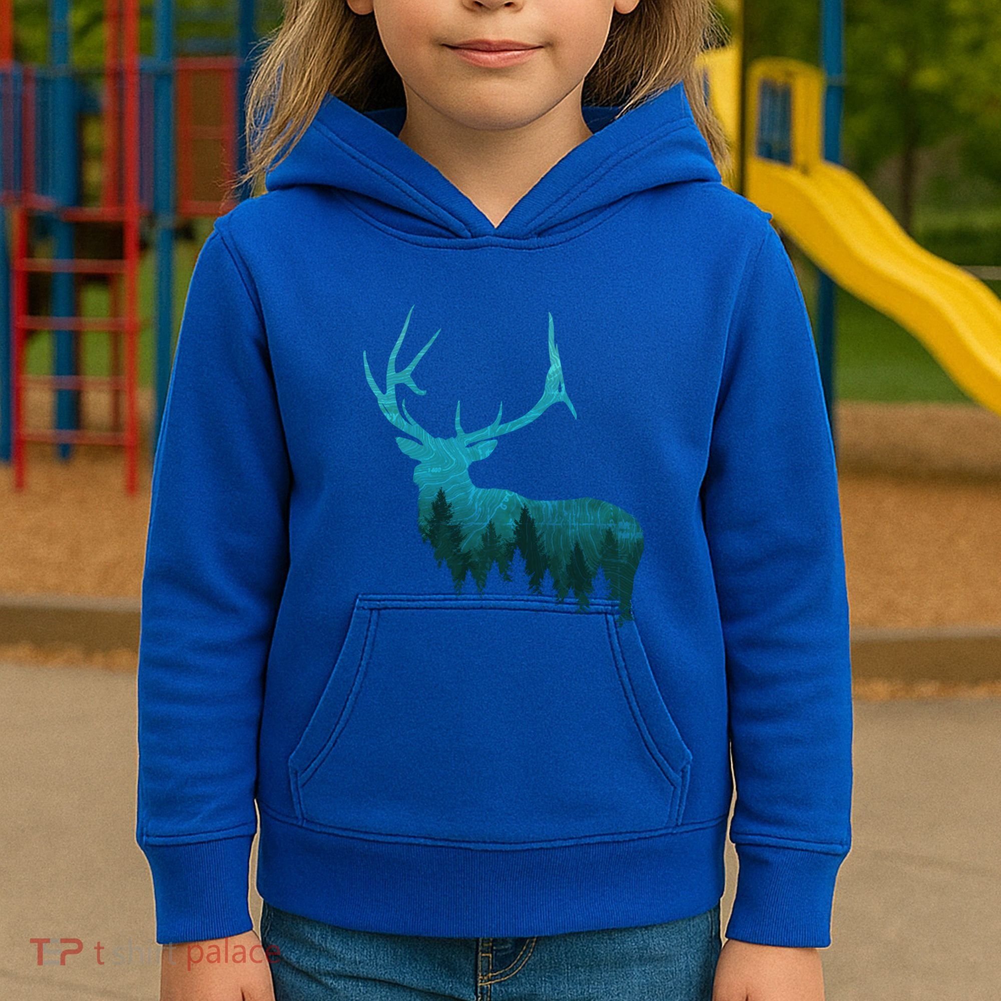 Topographical Bull Elk Deer Hunting Antlers Deer Hunters Gift Kids Hoodie