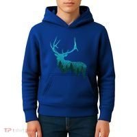 Topographical Bull Elk Deer Hunting Antlers Deer Hunters Gift Kids Hoodie thumb 4