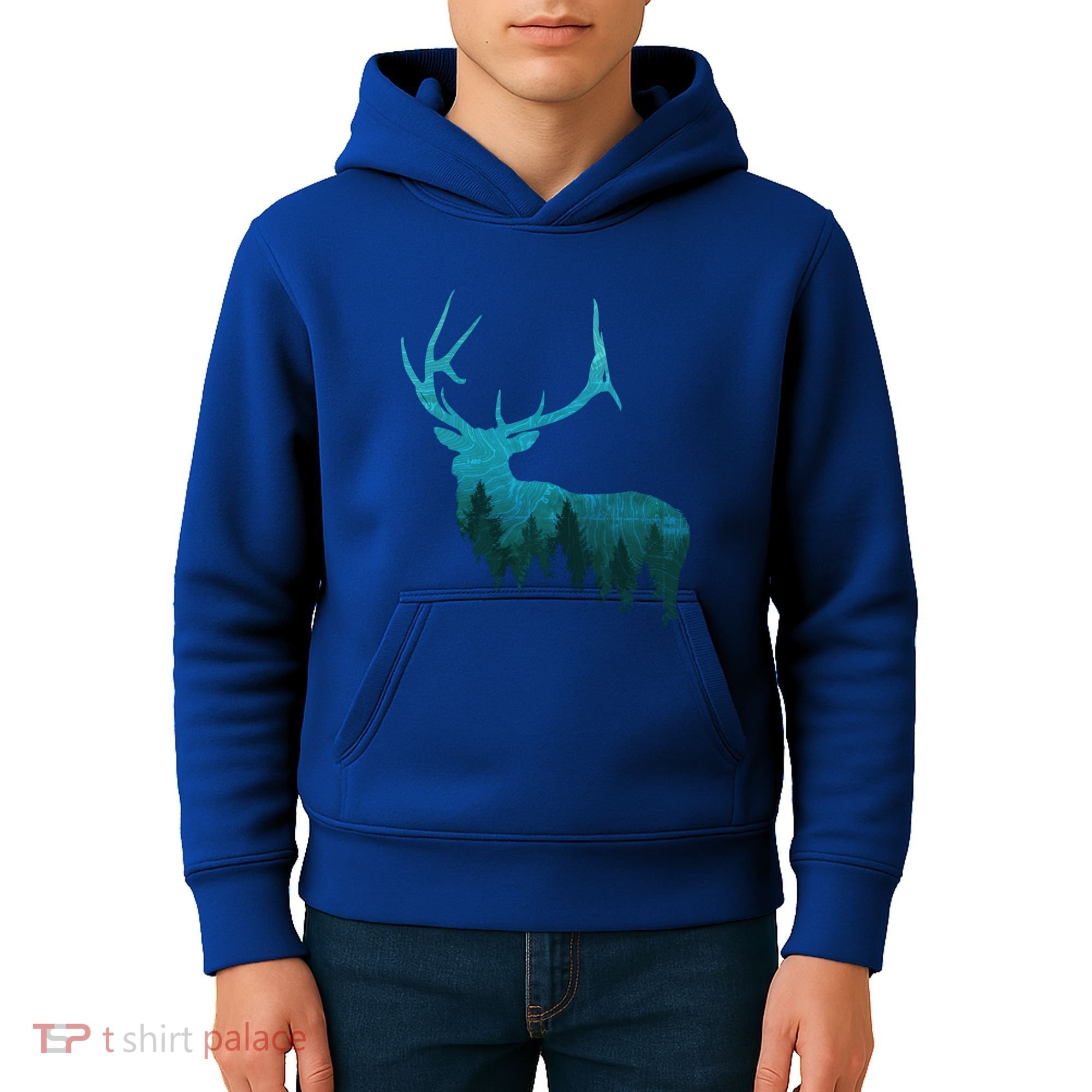 Topographical Bull Elk Deer Hunting Antlers Deer Hunters Gift Kids Hoodie