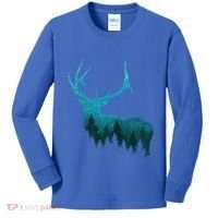 Topographical Bull Elk Deer Hunting Antlers Deer Hunters Gift Kids Long Sleeve Shirt thumb 0
