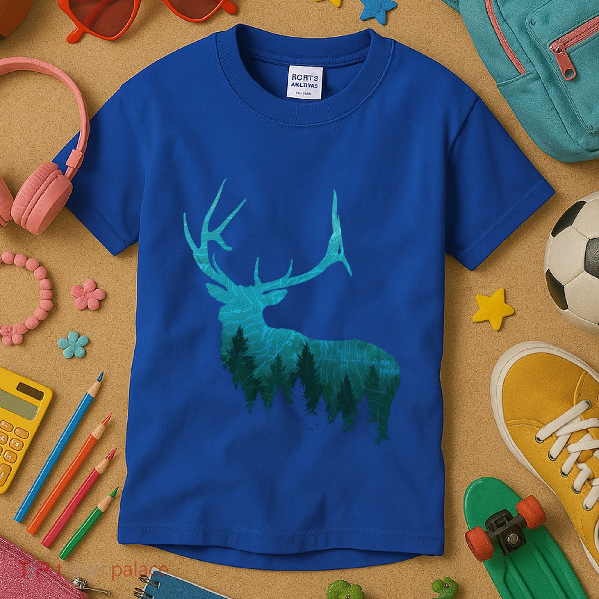 Topographical Bull Elk Deer Hunting Antlers Deer Hunters Gift Kids T-Shirt