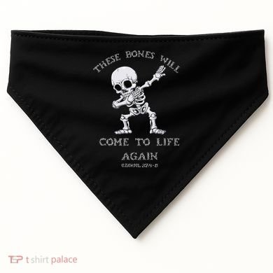 These Bones Ezekiel Christian Halloween Dabbing Skeleton  USA-Made Doggie Bandana