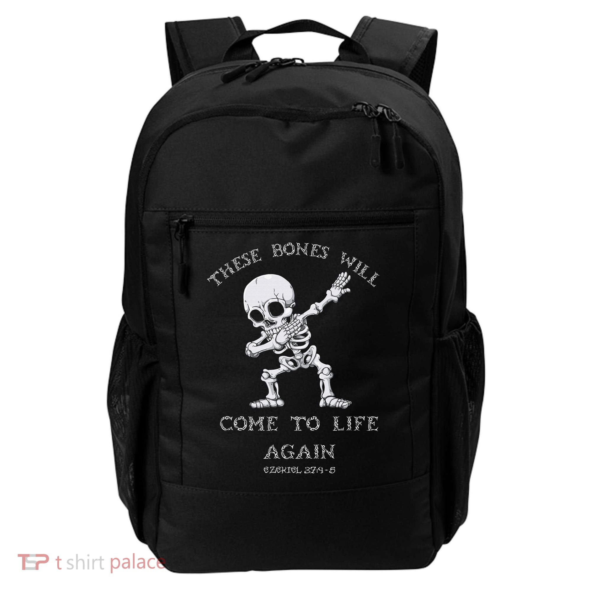 These Bones Ezekiel Christian Halloween Dabbing Skeleton  Backpack
