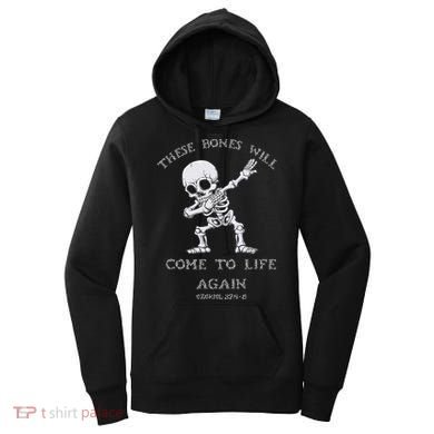 These Bones Ezekiel Christian Halloween Dabbing Skeleton  Women's Hoodie