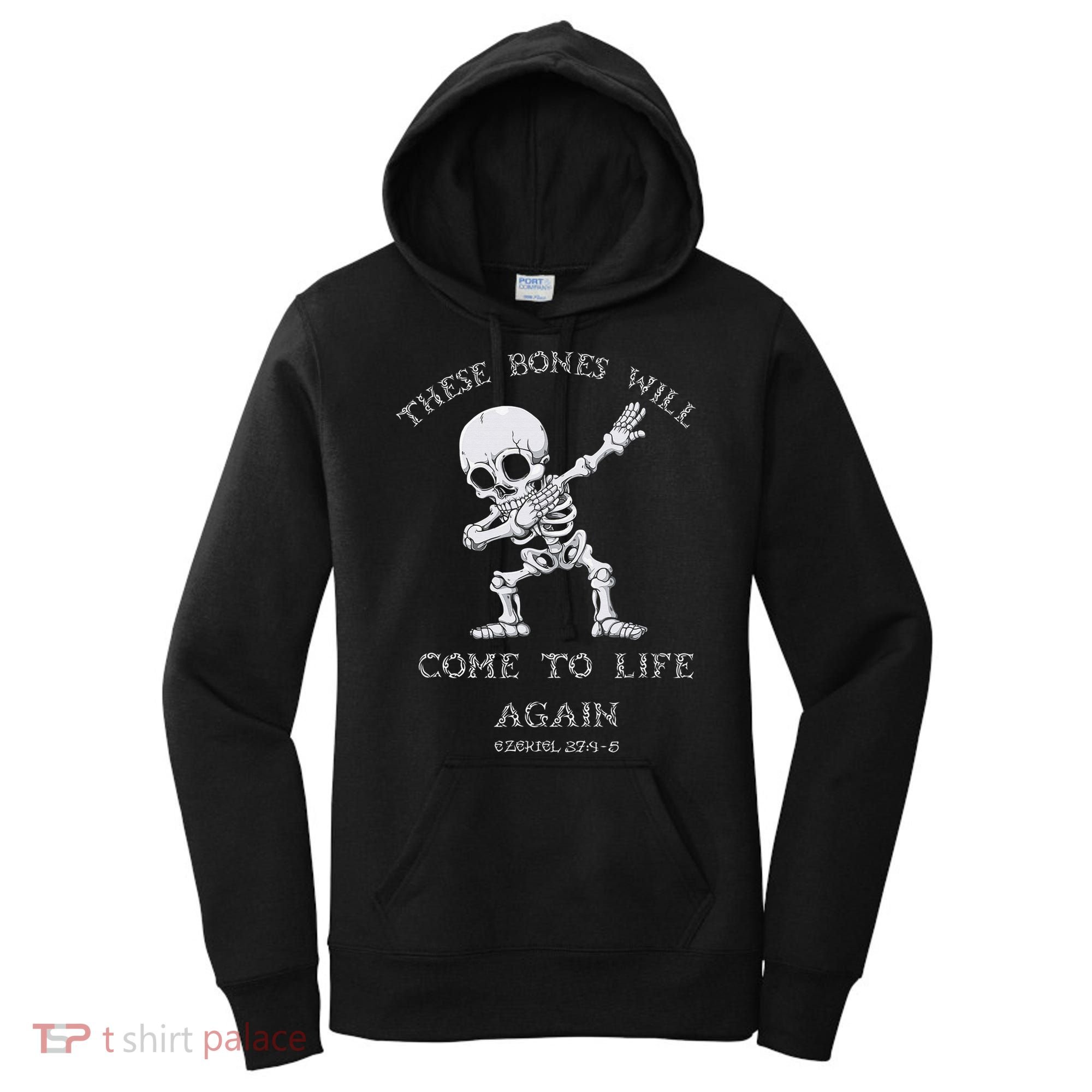 These Bones Ezekiel Christian Halloween Dabbing Skeleton  Women's Hoodie