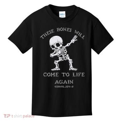 These Bones Ezekiel Christian Halloween Dabbing Skeleton  Kids T-Shirt