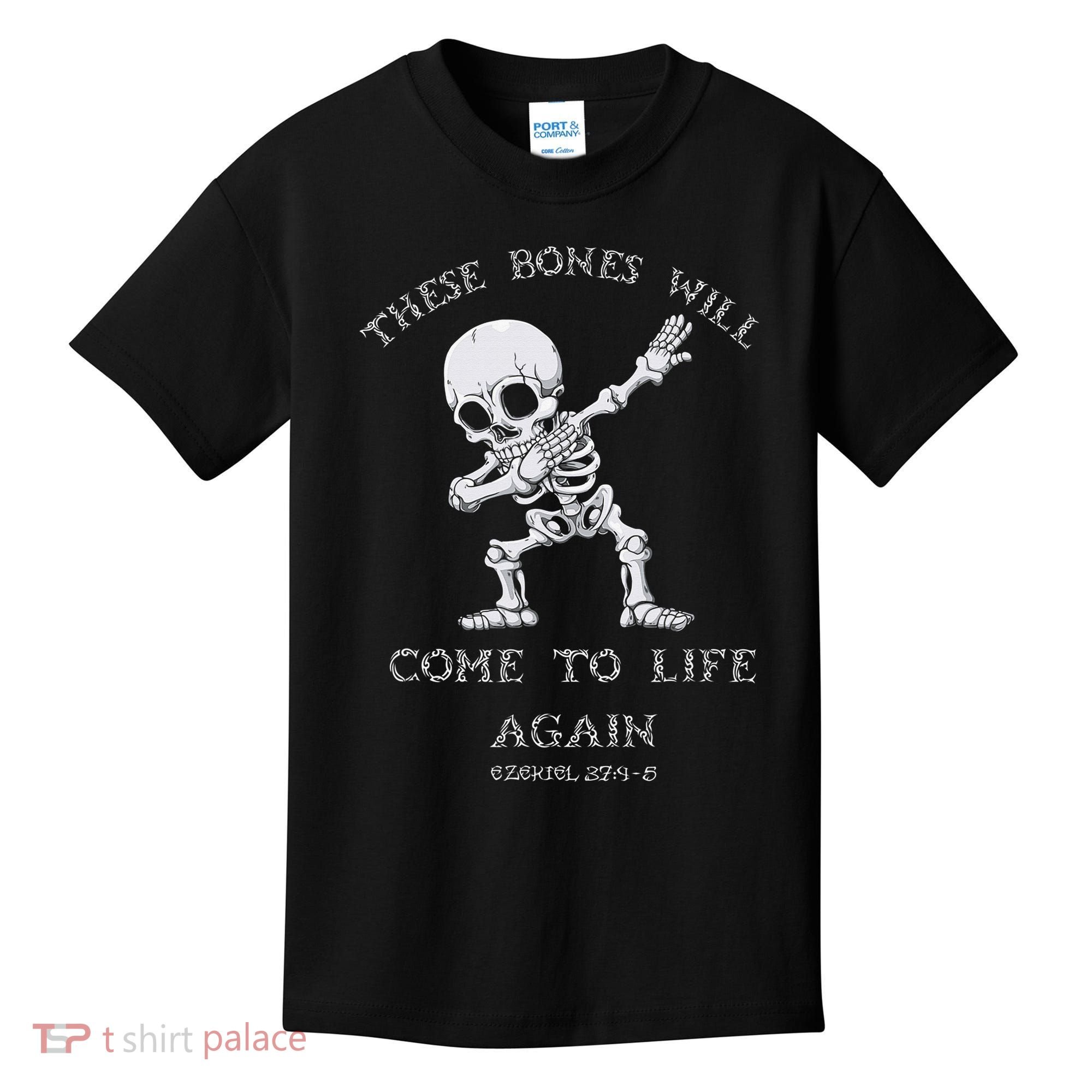 These Bones Ezekiel Christian Halloween Dabbing Skeleton  Kids T-Shirt