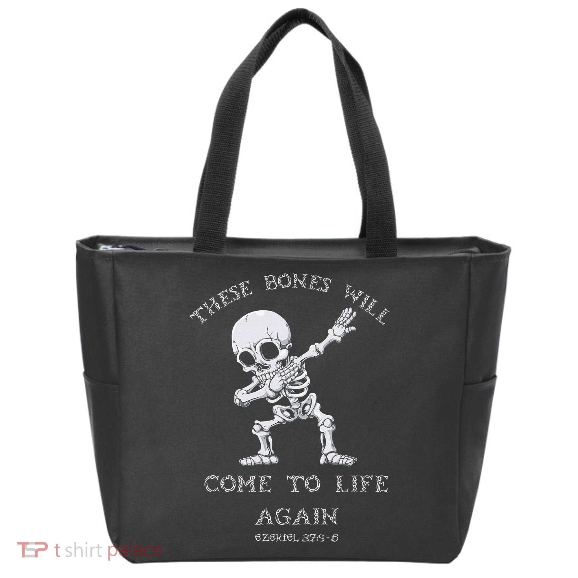 These Bones Ezekiel Christian Halloween Dabbing Skeleton  Tote Bag