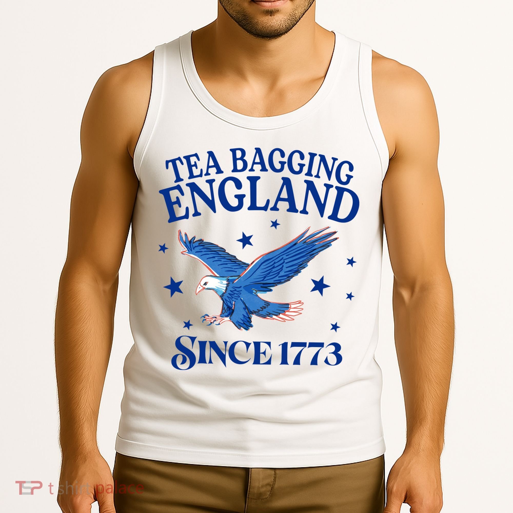 Tea Bagging England Since 1773 Patriotic Eagle Tank Top