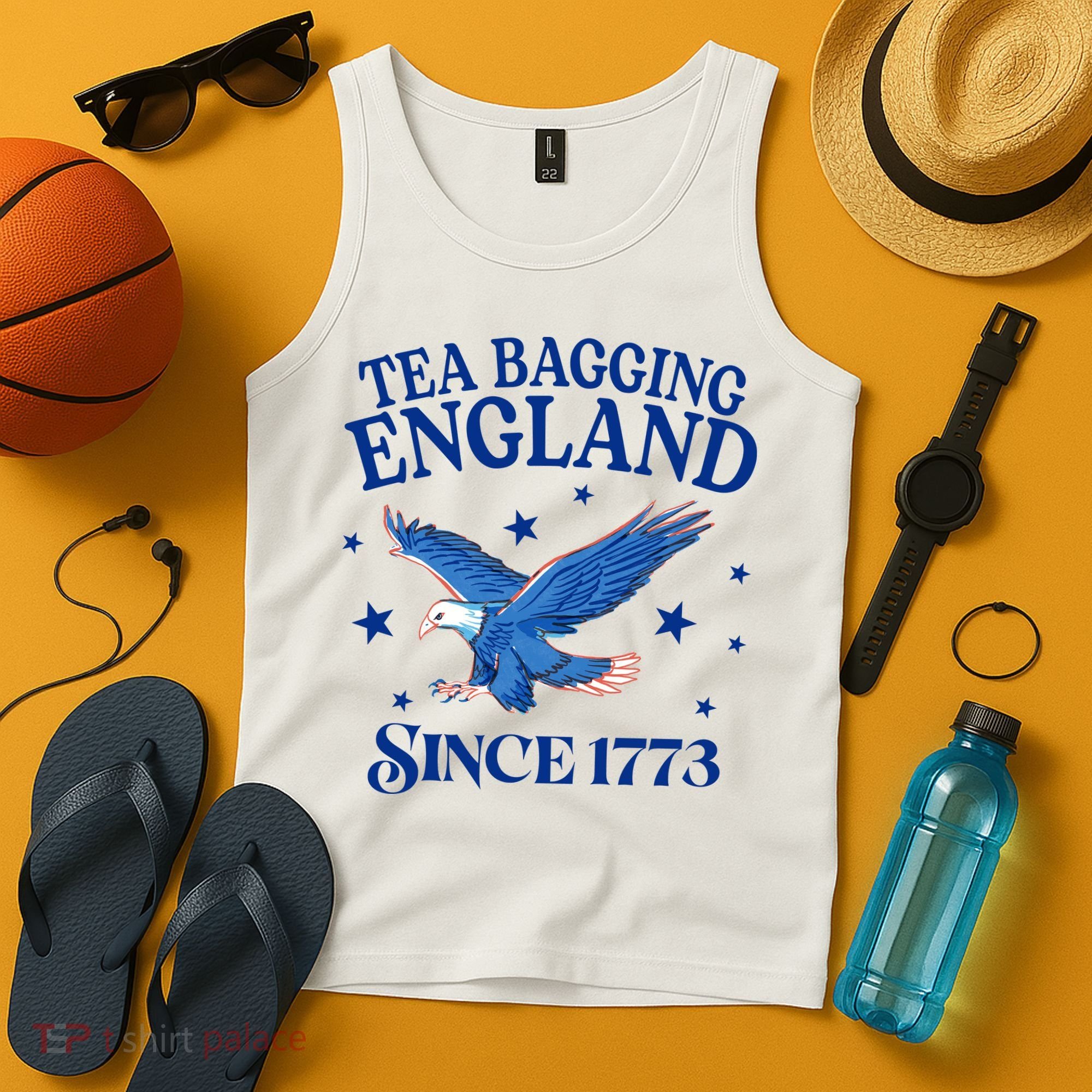 Tea Bagging England Since 1773 Patriotic Eagle Tank Top