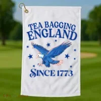 Tea Bagging England Since 1773 Patriotic Eagle Golf Towel thumb 1