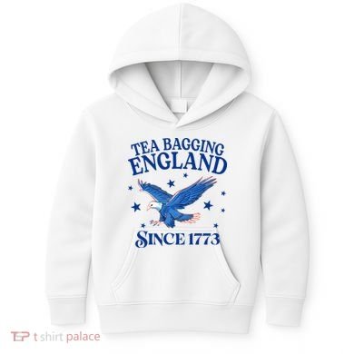 Tea Bagging England Since 1773 Patriotic Eagle Kids Hoodie