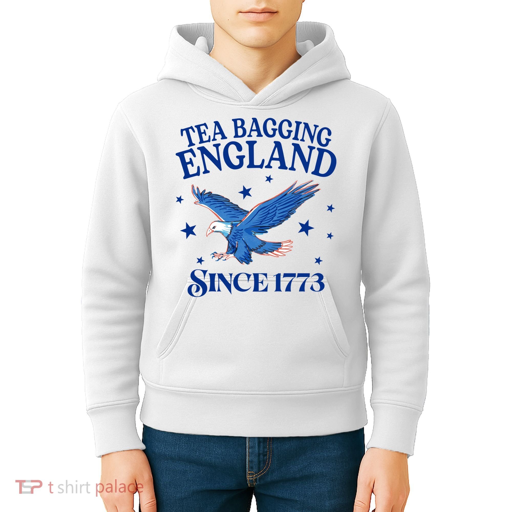 Tea Bagging England Since 1773 Patriotic Eagle Kids Hoodie