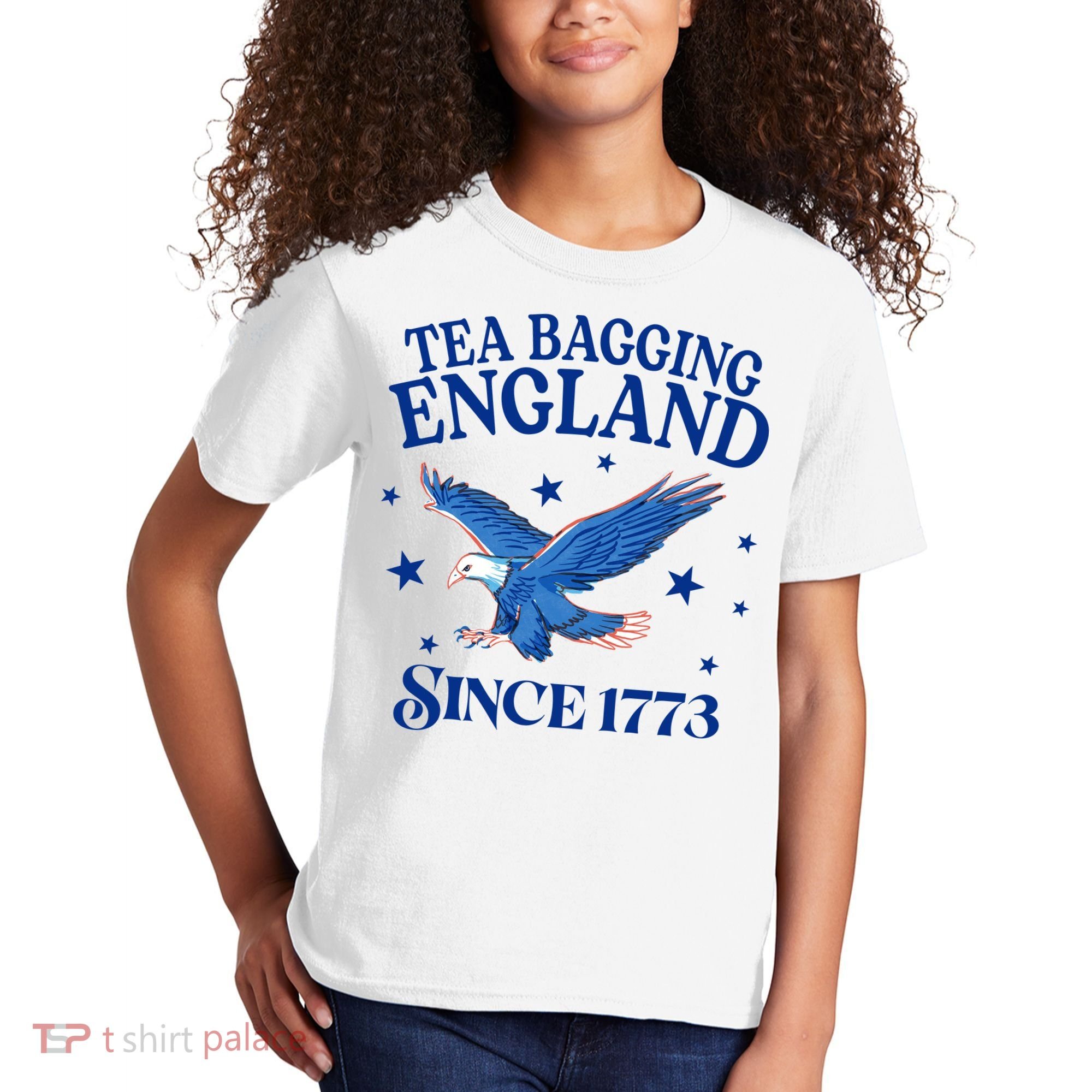 Tea Bagging England Since 1773 Patriotic Eagle Kids T-Shirt