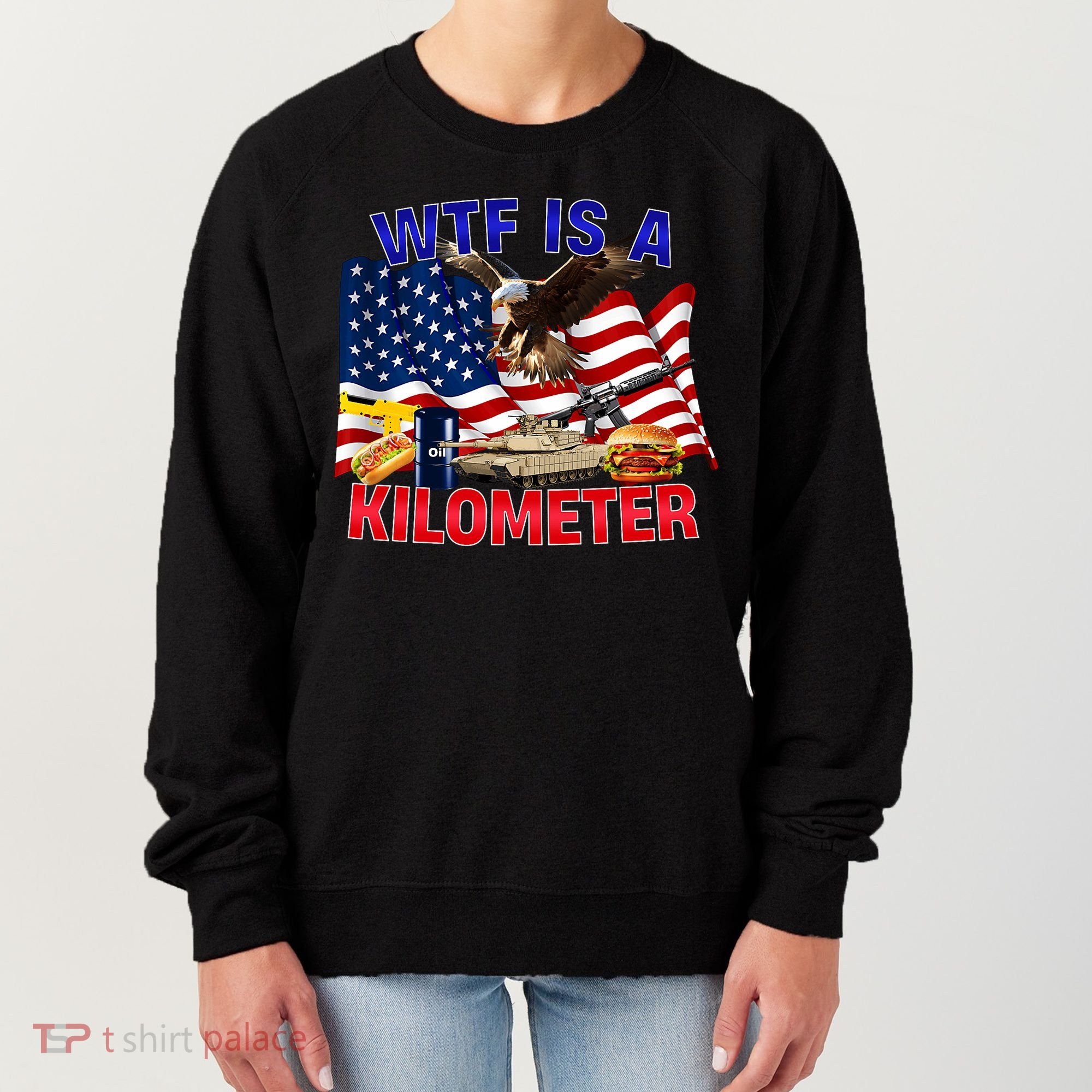 The Bald Eagle American Flag Wtf Is A Kilometer Women's Sweatshirt