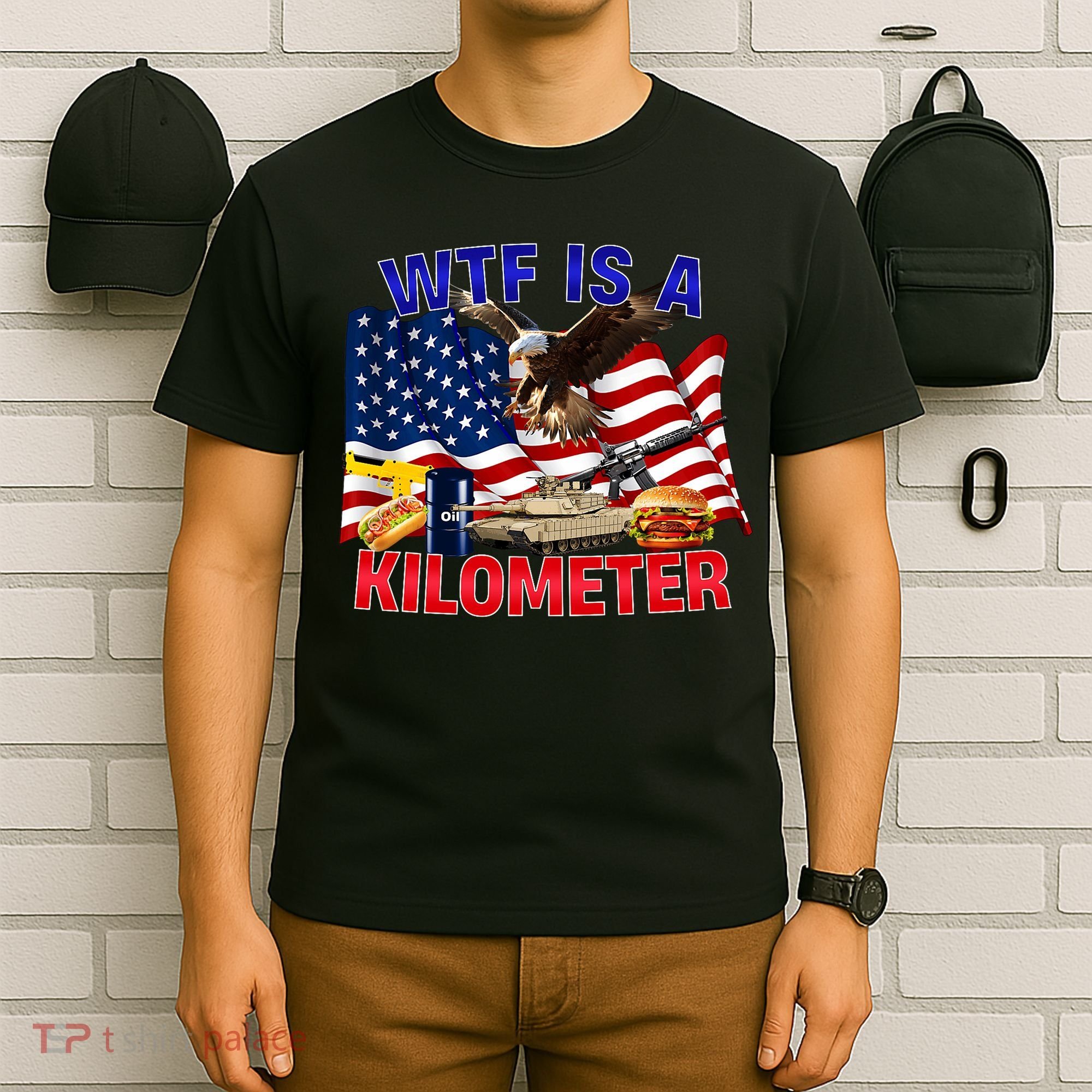 The Bald Eagle American Flag Wtf Is A Kilometer T-Shirt