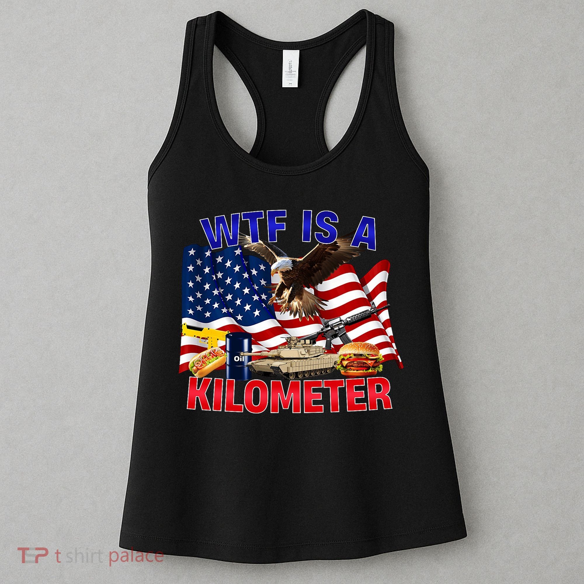 The Bald Eagle American Flag Wtf Is A Kilometer Women's Tank Top