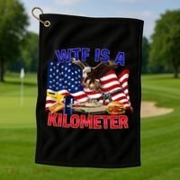 The Bald Eagle American Flag Wtf Is A Kilometer Golf Towel thumb 1