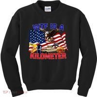 The Bald Eagle American Flag Wtf Is A Kilometer Kids Sweatshirt thumb 0