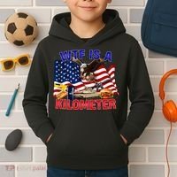 The Bald Eagle American Flag Wtf Is A Kilometer Kids Hoodie thumb 2