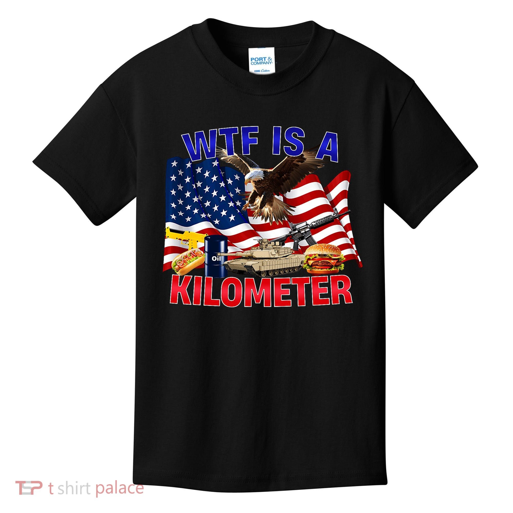 The Bald Eagle American Flag Wtf Is A Kilometer Kids T-Shirt