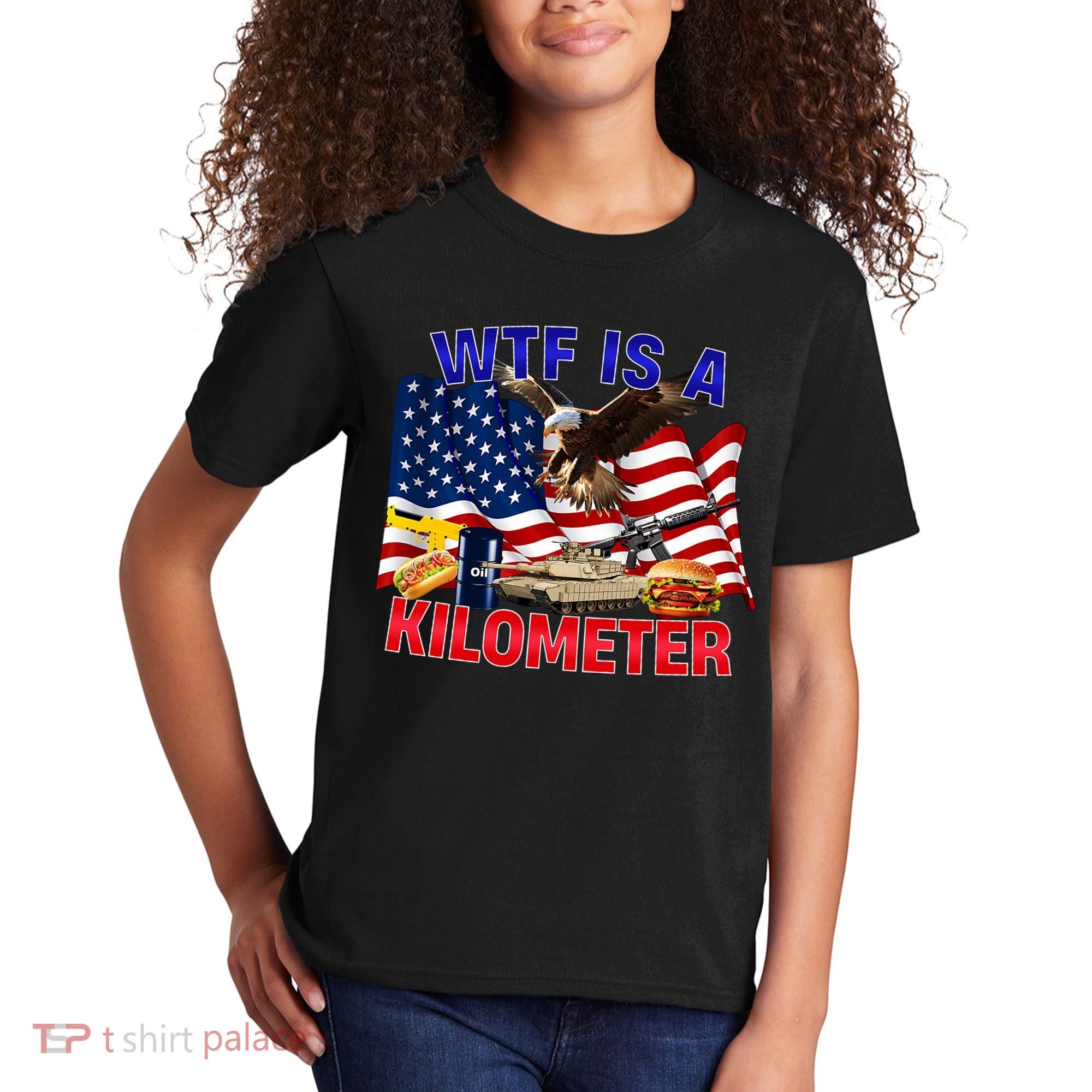 The Bald Eagle American Flag Wtf Is A Kilometer Kids T-Shirt