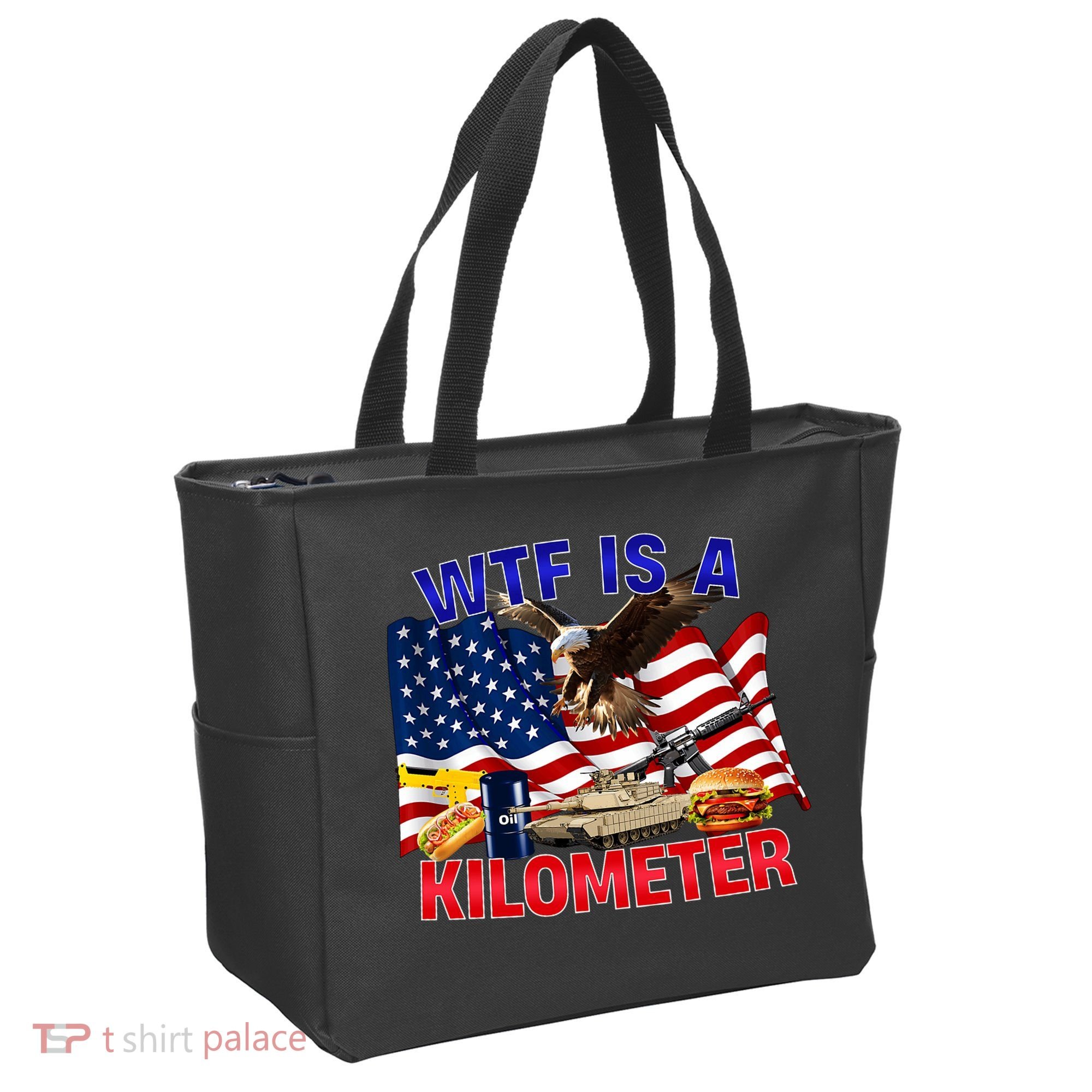 The Bald Eagle American Flag Wtf Is A Kilometer Tote Bag