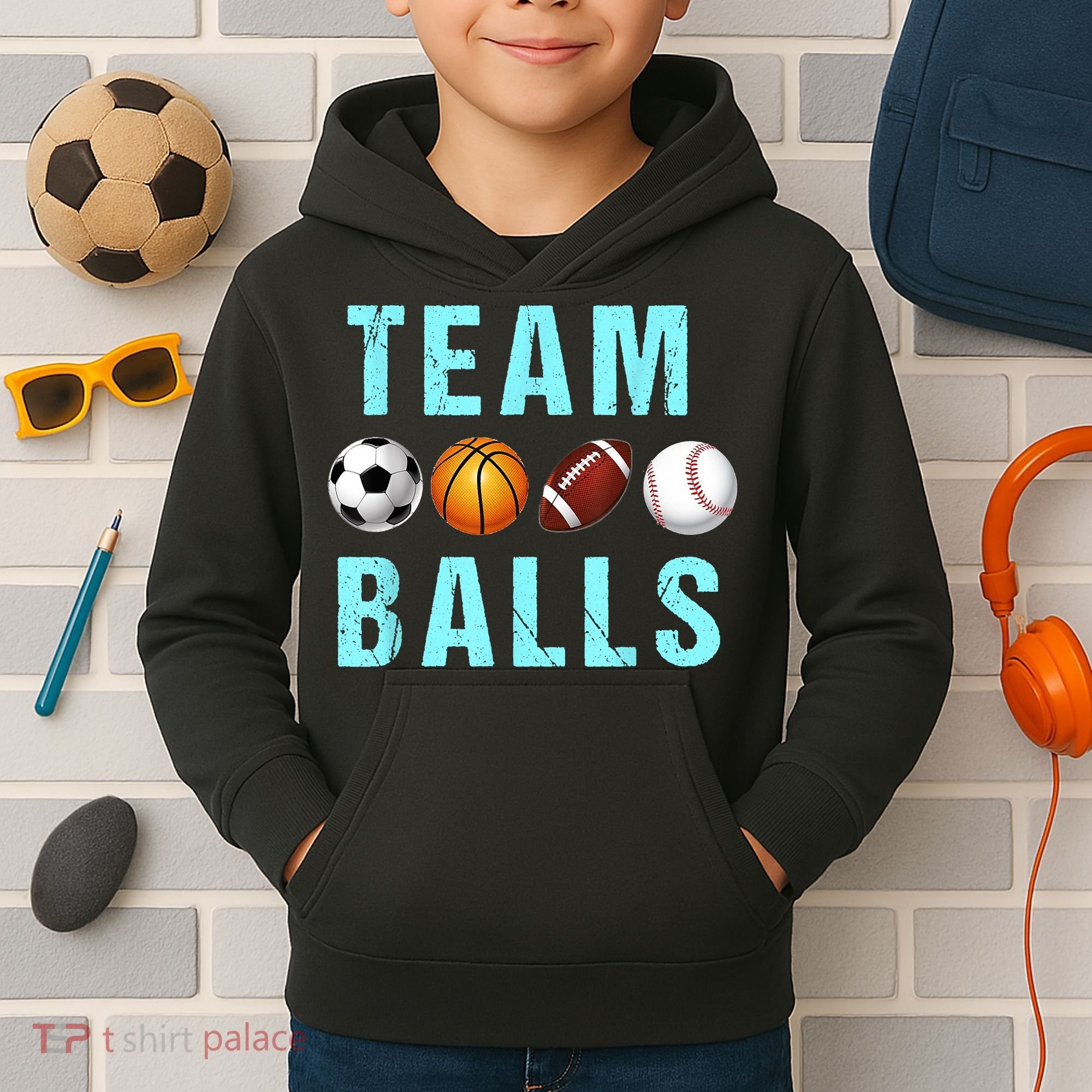 Team Balls Funny Team Boy Gender Reveal Kids Hoodie