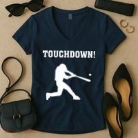 Touchdown Baseball - Funny Baseball Football Sports Women's V-Neck T-Shirt thumb 2