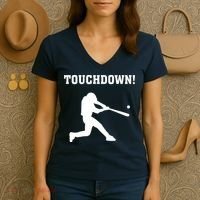 Touchdown Baseball - Funny Baseball Football Sports Women's V-Neck T-Shirt thumb 3