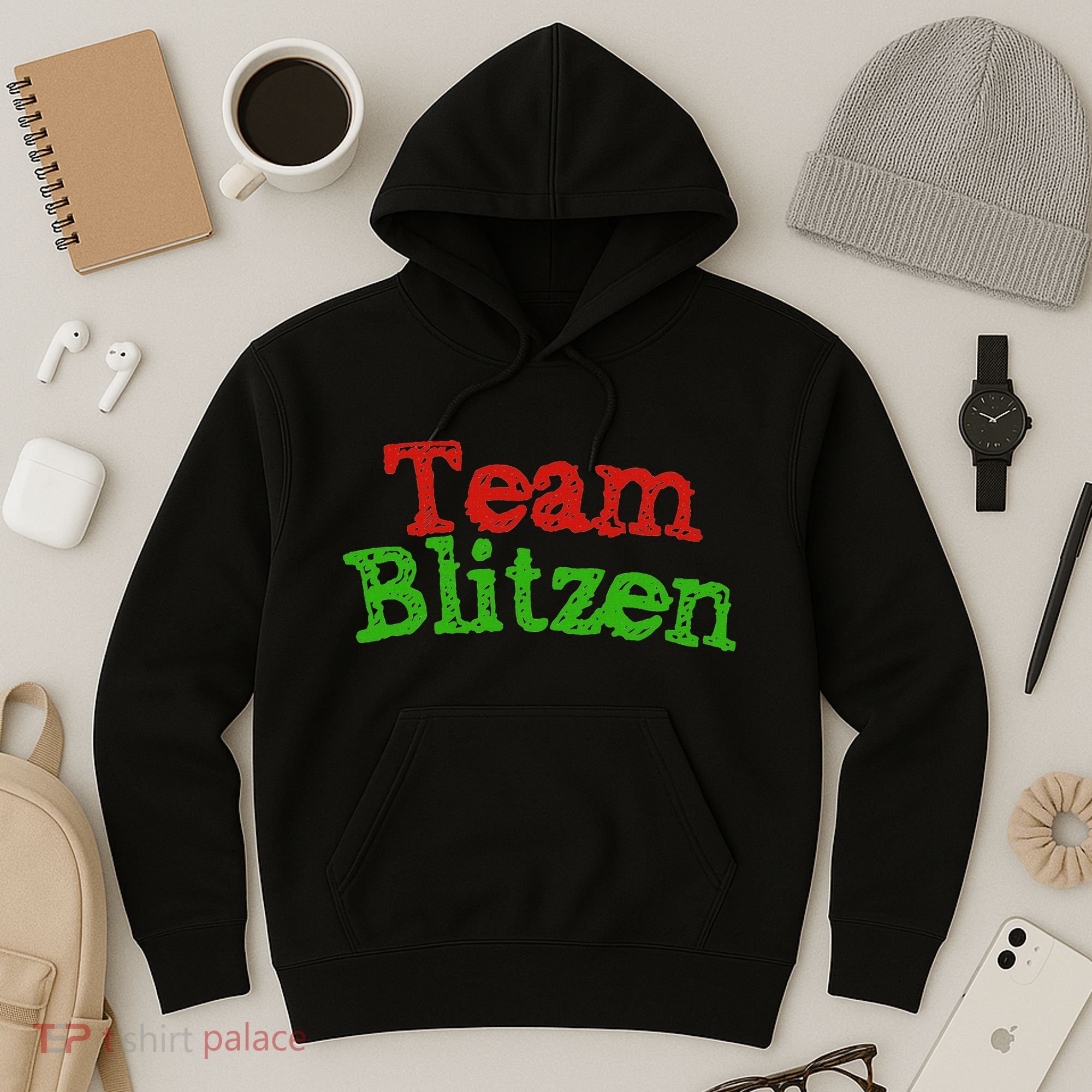 Team Blitzen Funny Reindeer Graphic Gift Hoodie