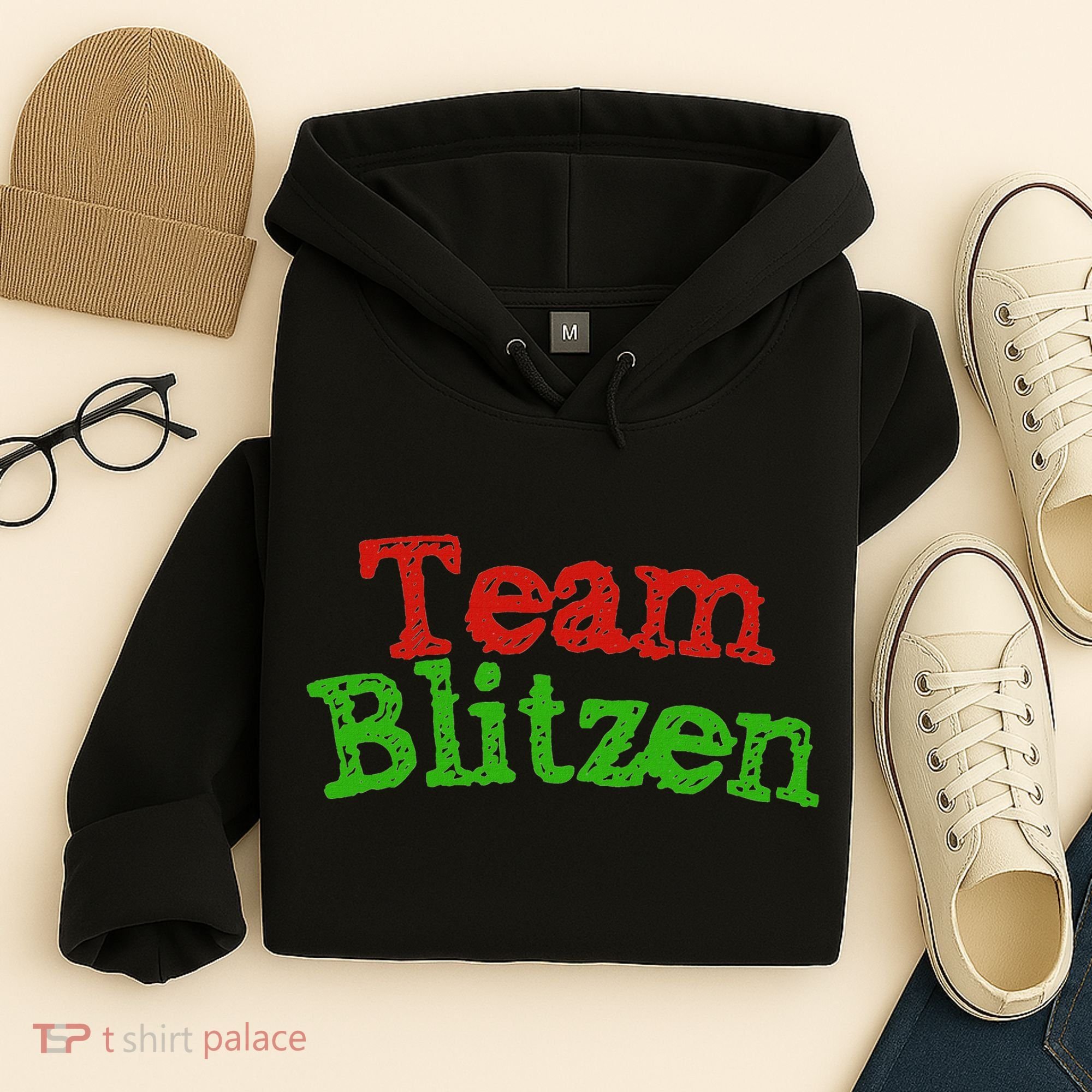 Team Blitzen Funny Reindeer Graphic Gift Hoodie
