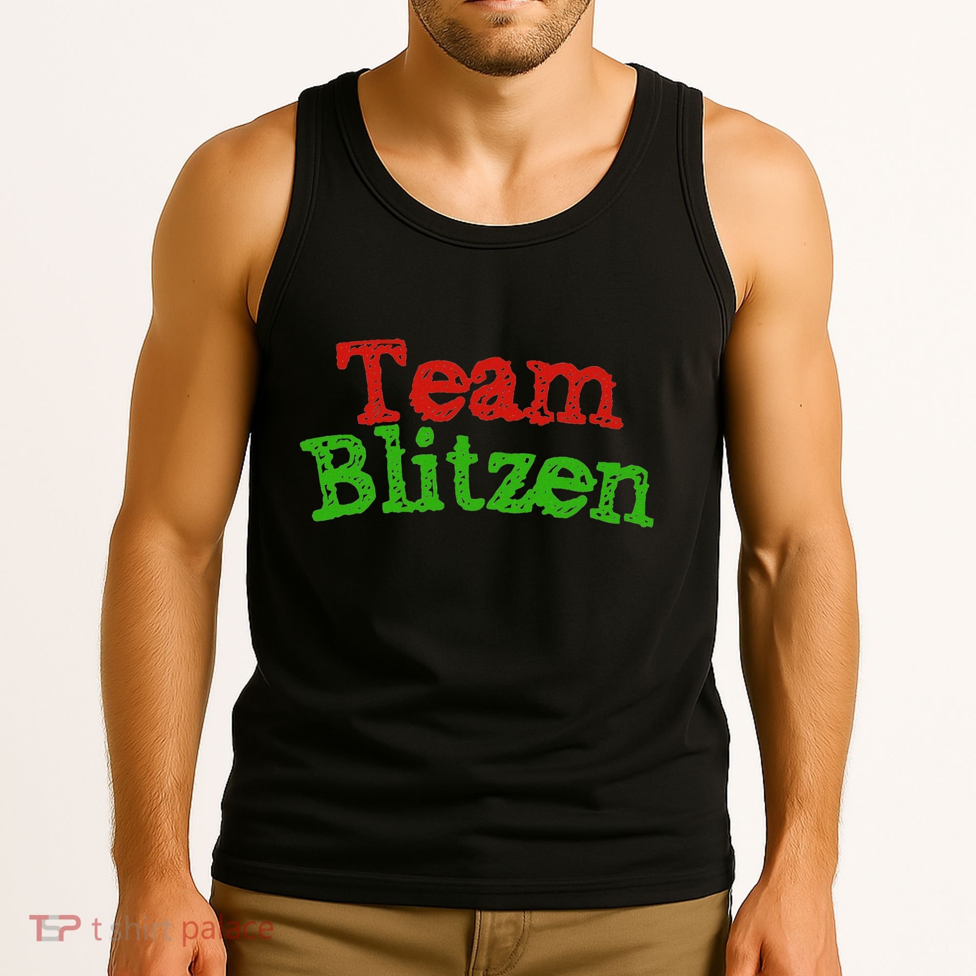 Team Blitzen Funny Reindeer Graphic Gift Tank Top