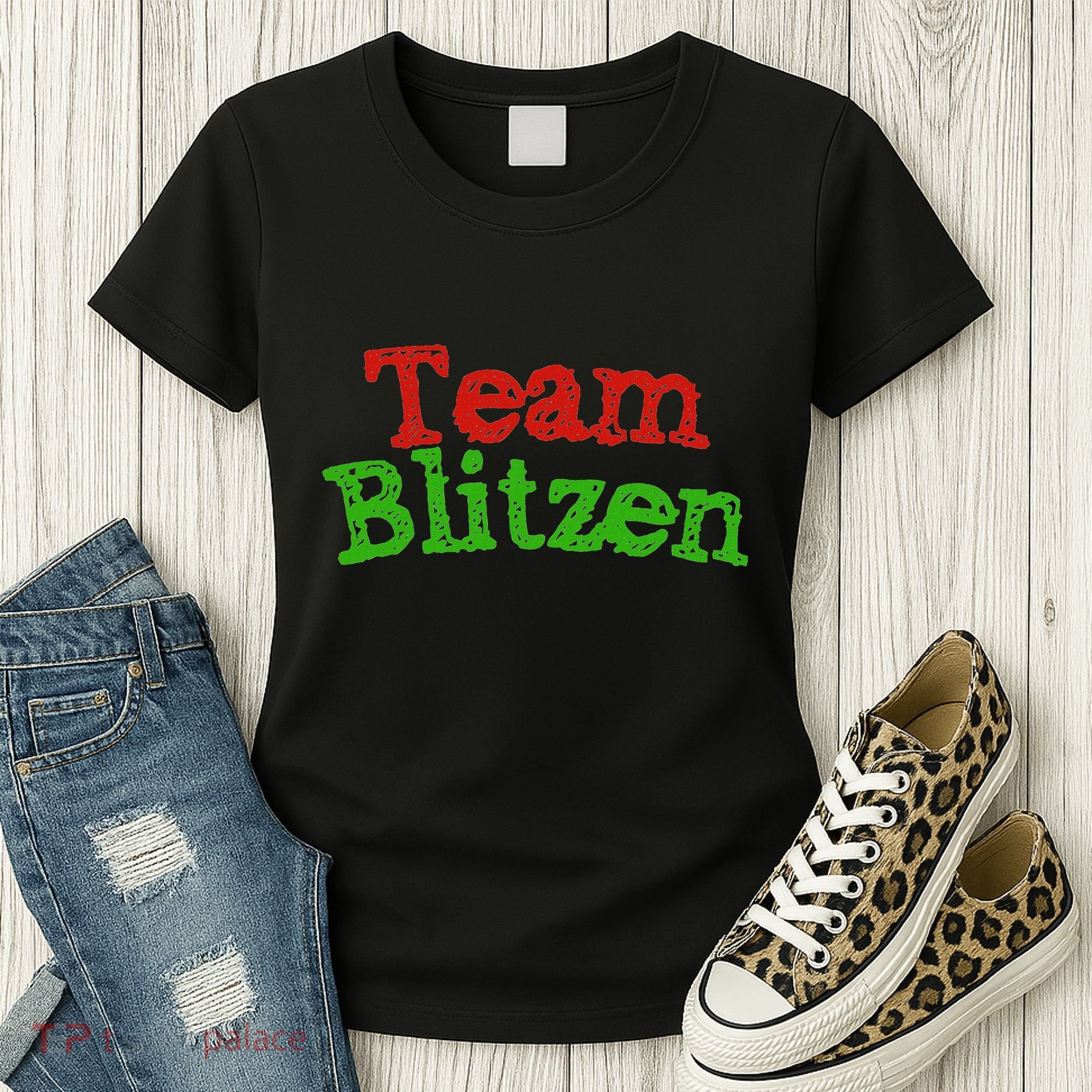 Team Blitzen Funny Reindeer Graphic Gift Women's T-Shirt