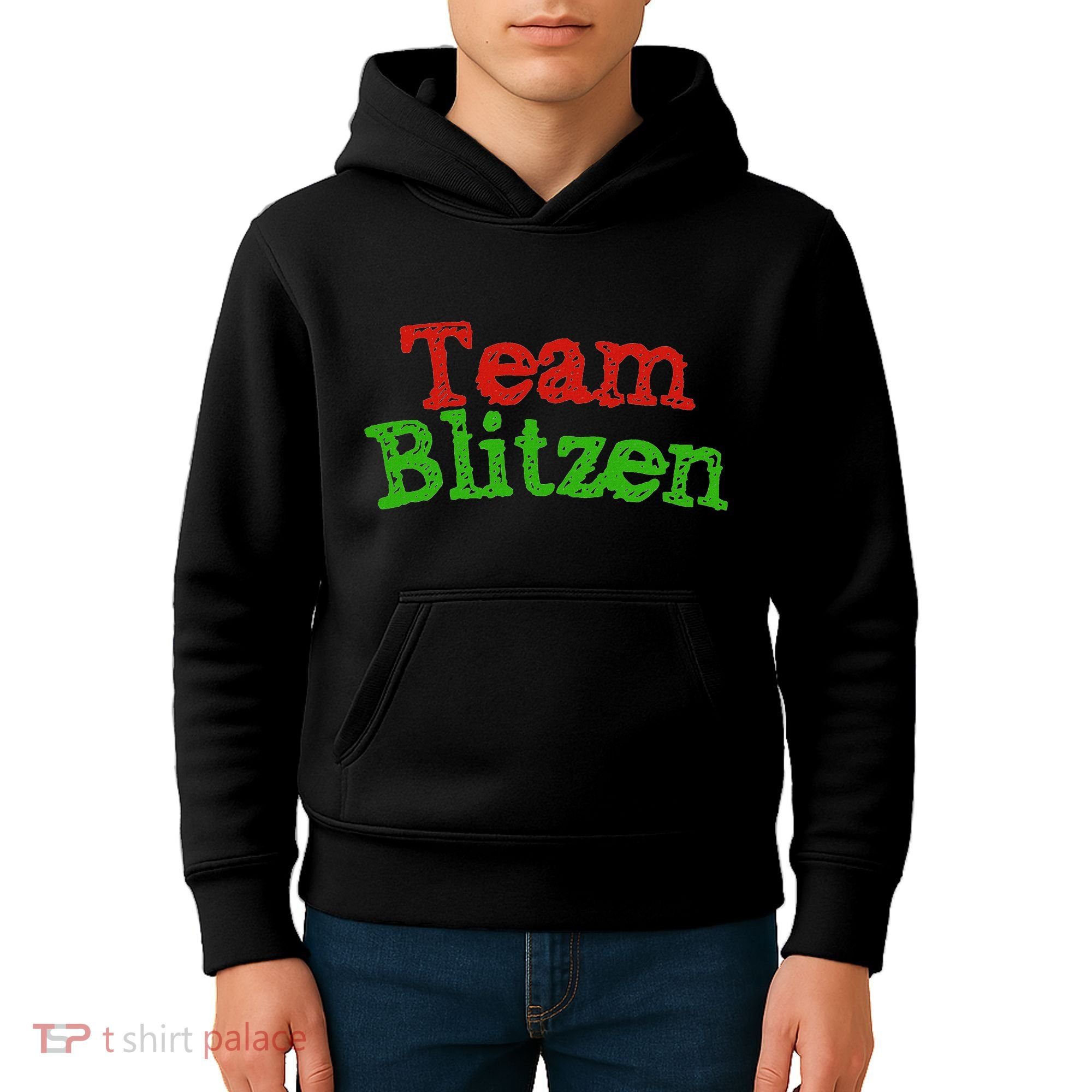 Team Blitzen Funny Reindeer Graphic Gift Kids Hoodie