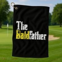 The Baldfather Funny Birthday For Bald Golf Towel thumb 1
