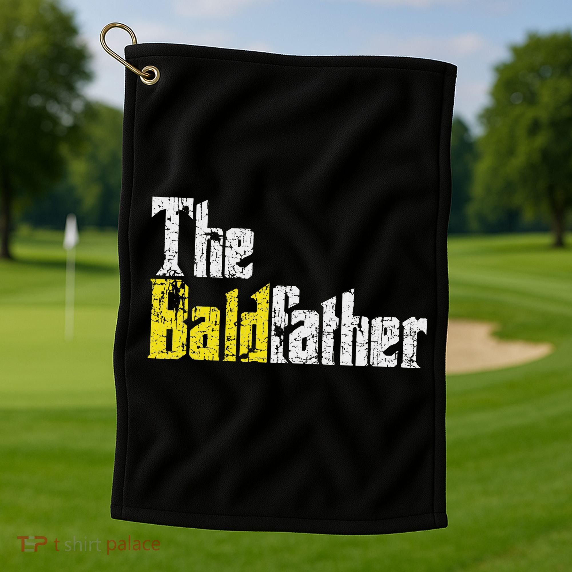 The Baldfather Funny Birthday For Bald Golf Towel