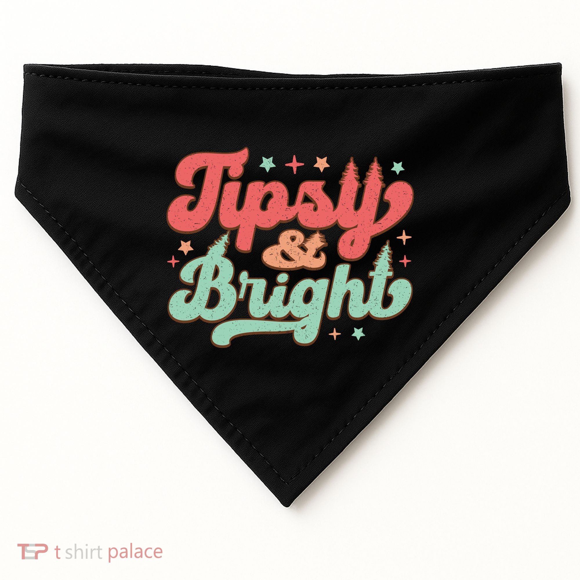 Tipsy & Bright Festive Graphic USA-Made Doggie Bandana
