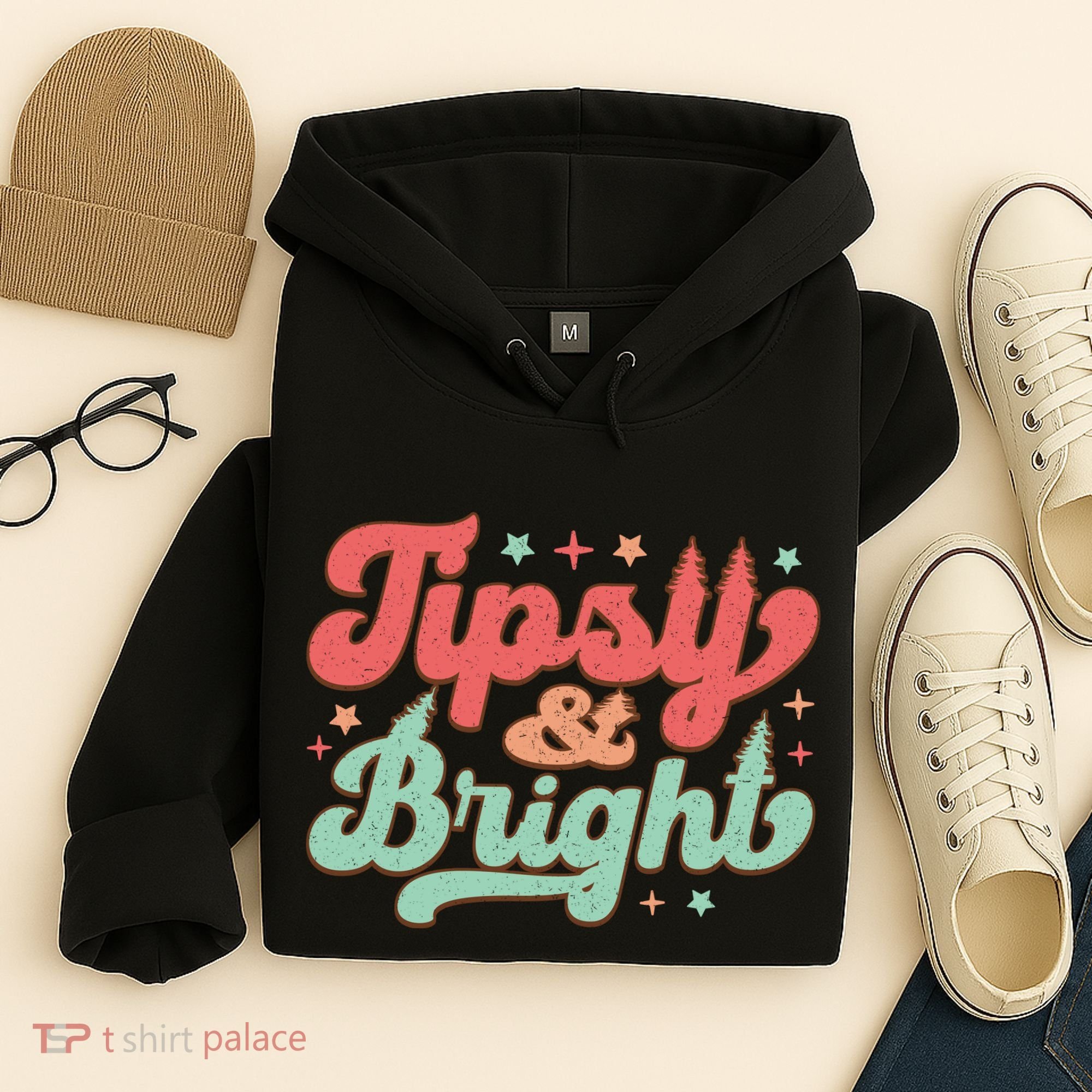 Tipsy & Bright Festive Graphic Hoodie