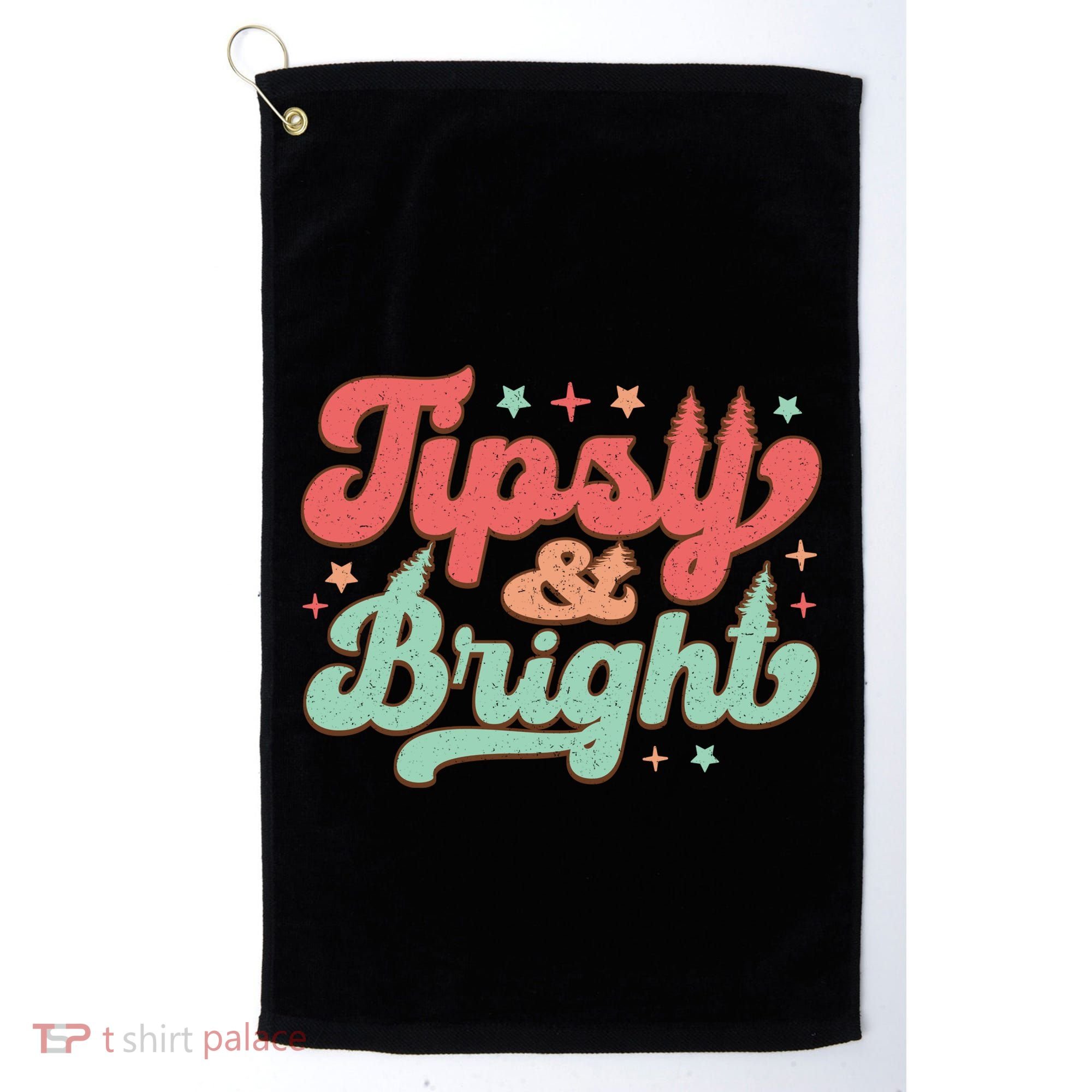 Tipsy & Bright Festive Graphic Golf Towel