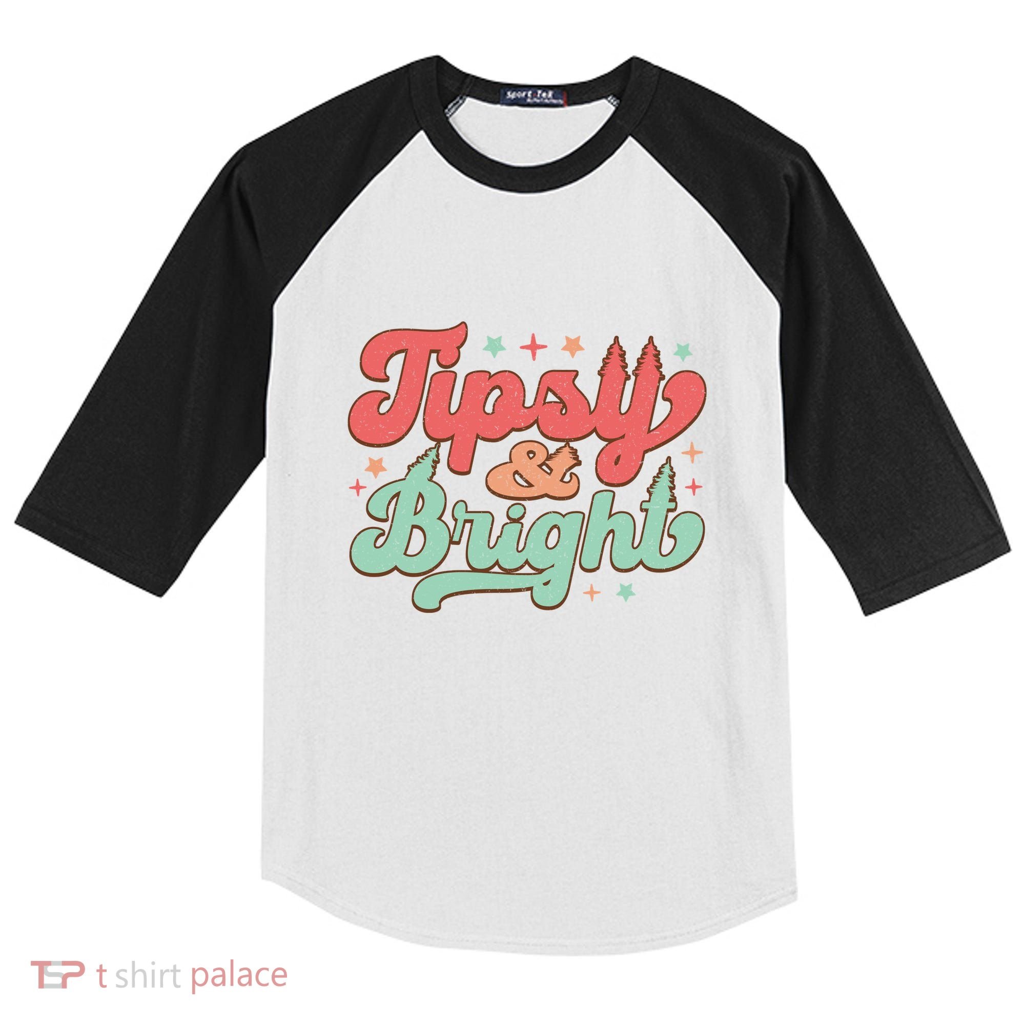 Tipsy & Bright Festive Graphic Kids Colorblock Raglan Jersey
