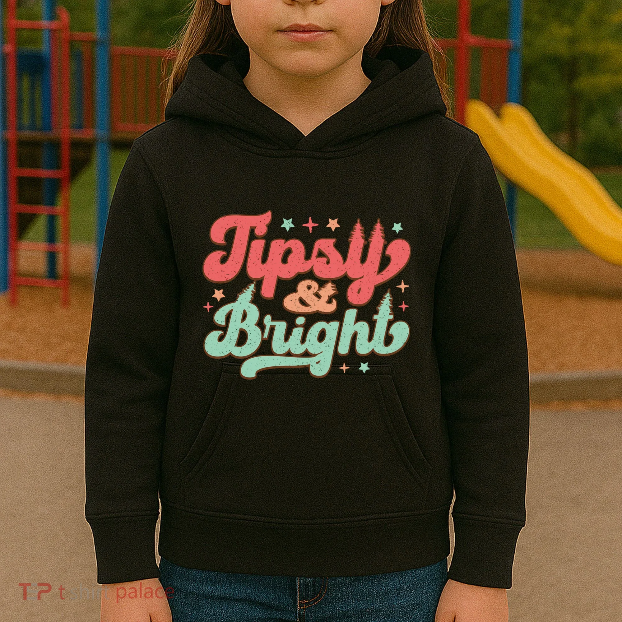 Tipsy & Bright Festive Graphic Kids Hoodie