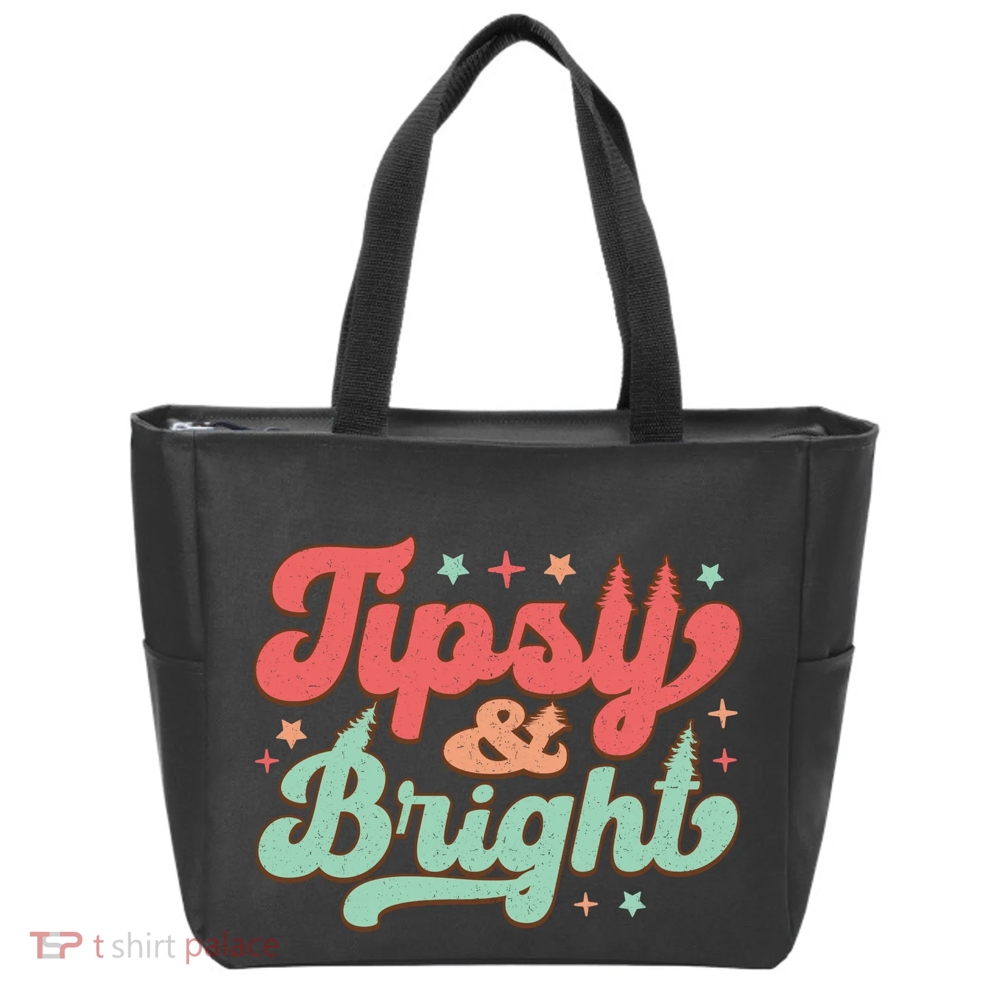 Tipsy & Bright Festive Graphic Tote Bag