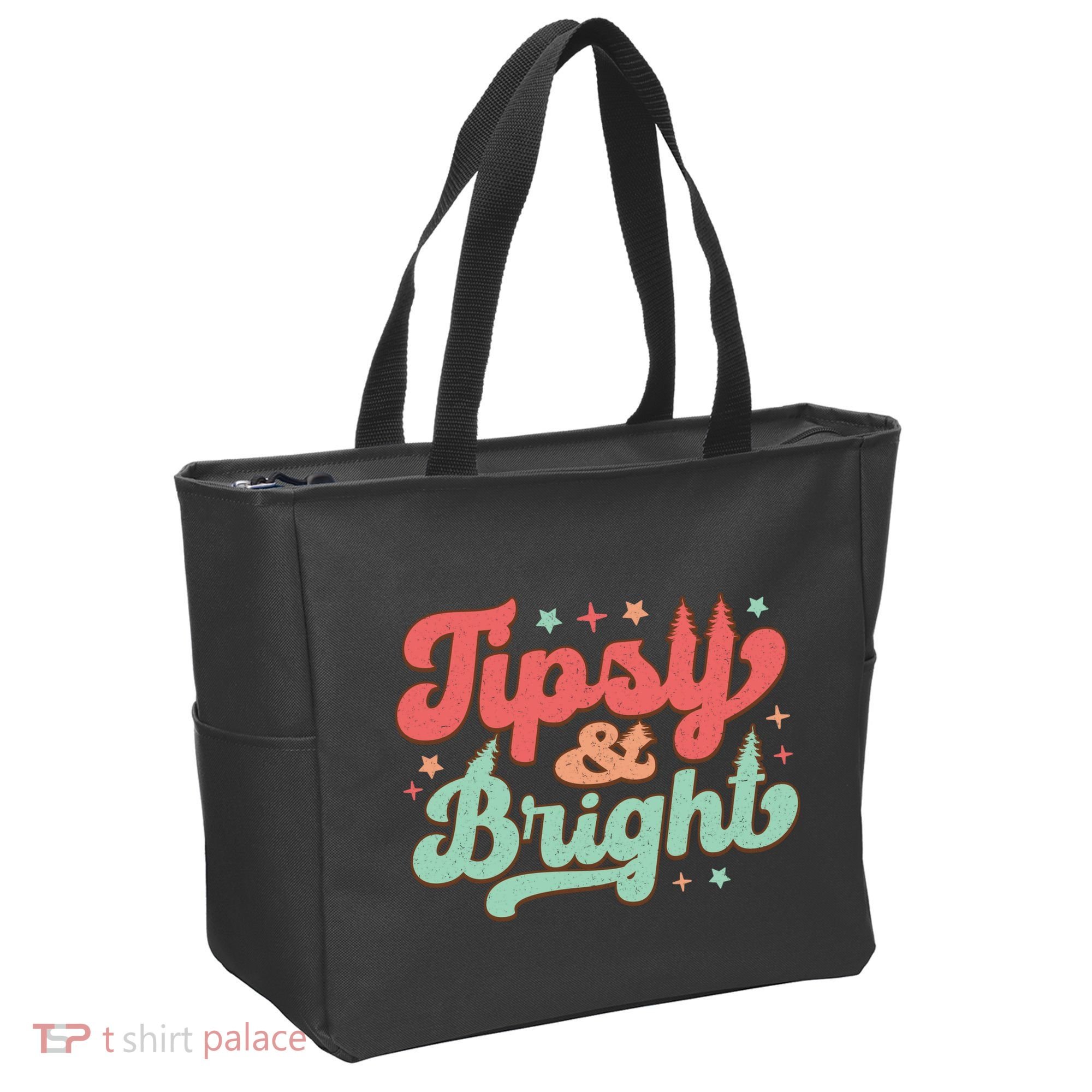 Tipsy & Bright Festive Graphic Tote Bag