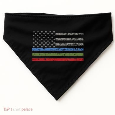 Thin Blue Green Red Line American Flag Support Cute Gift USA-Made Doggie Bandana
